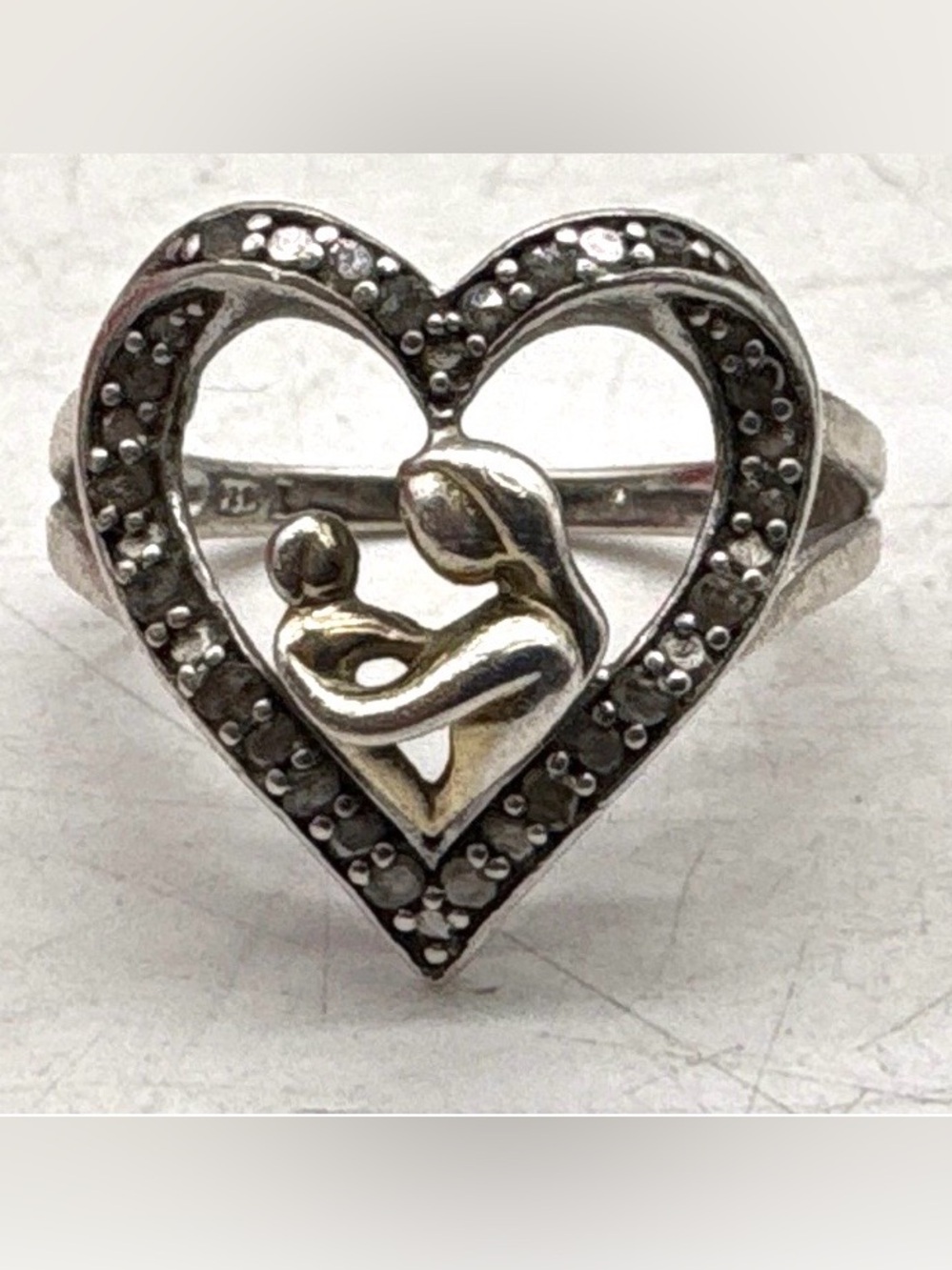 💟💝 Mother’s Ring Sterling Silver 925 Mother & Child, Mother’s love size 7, 3.9gm